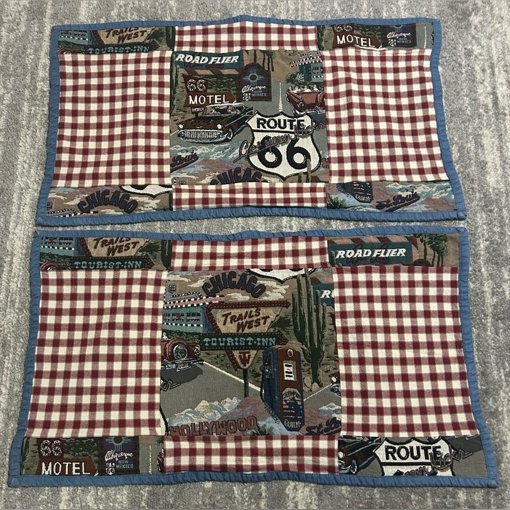Route 66 King Size Knit Pillow Shams Covers Country Cabin Cottagecore Decor